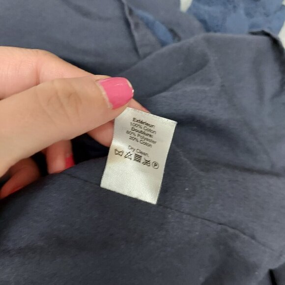 J.Crew Navy Blue Eyelet Dress V-Neck 3/4 Sleeve Womens Size 6 - Picture 7 of 8